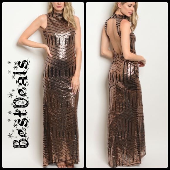 Dresses & Skirts - 🌿New ! BLACK WITH BRONZE SEQUINS DRESS-101 